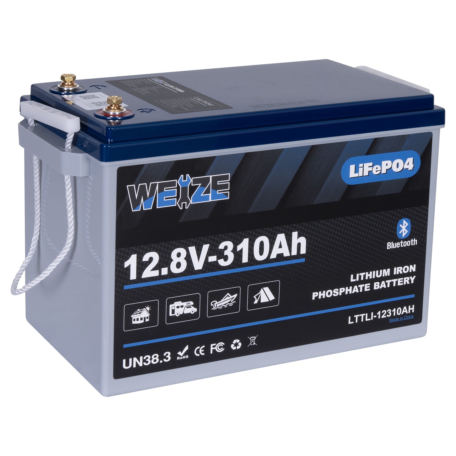 WEIZE 12V 310Ah Bluetooth LiFePO4 Lithium Battery 200A BMS & Low-Temp Protection, Deep Cycle, Peak 600A, Perfect for RVs, Solar & Off-Grid Adventures