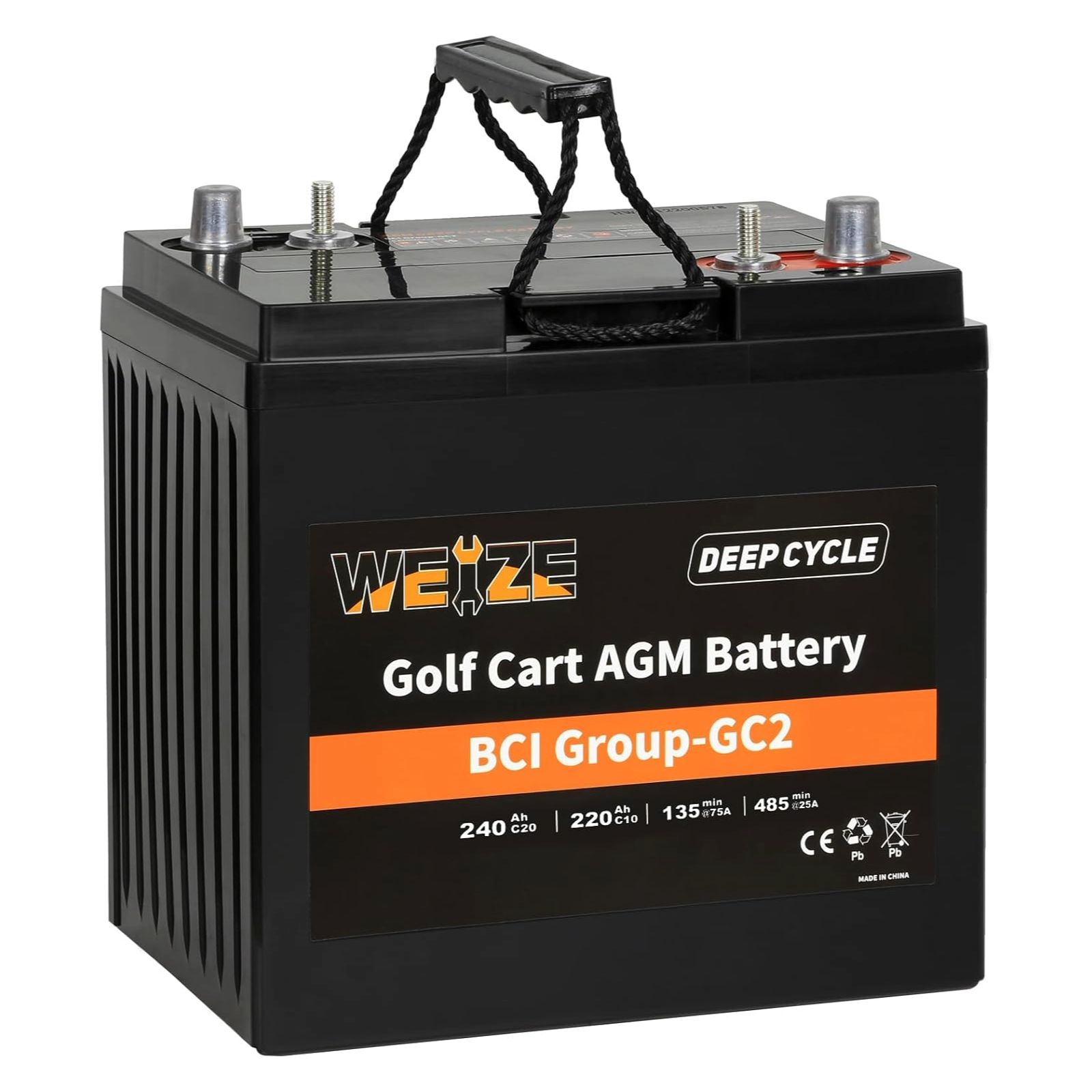 WEIZE 6V 240Ah BCI Group GC2 AGM Golf Cart Battery